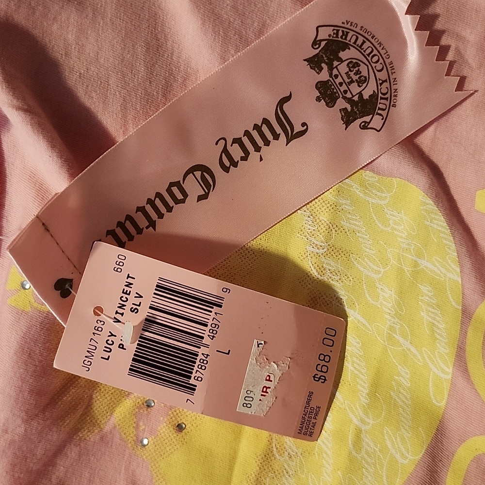 Juicy Couture Lucy Vintent Puff Sleeve Tee Size LARGE - Picture 3 of 4